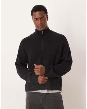 Abercrombie & Fitch High Neck Zip Through Cardigan - Black