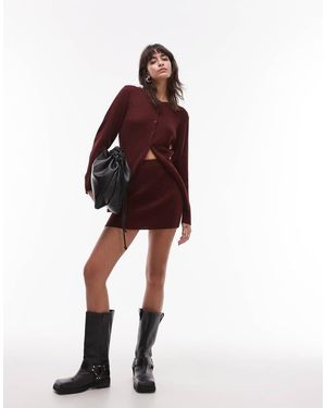 TOPSHOP Compact Knitted Mini Skirt Co Ord - Purple