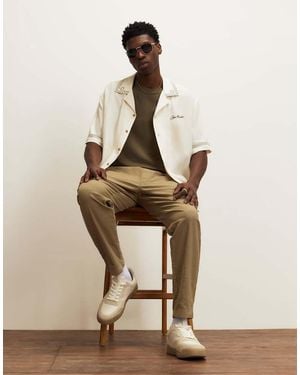 River Island Slim Fit Cotton Drawstring Joggers - Natural