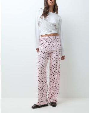 ONLY Loungebroek Met Wijde Pijpen, Co-Ord Set, Met Bloemenprint - Roze