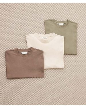 SELECTED 3 Pack Oversized Heavyweight T-Shirts - Natural