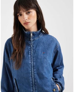 Tommy Hilfiger – hochgeschlossene jacke aus chambray - Blau
