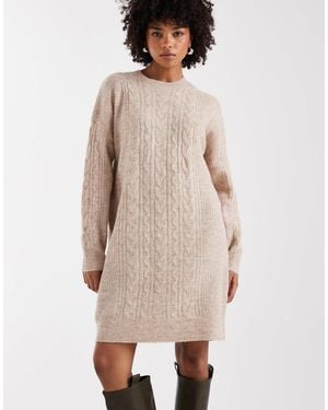 Pieces Cable Knitted Mini Dress - Natural