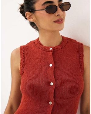 NA-KD Knitted Button Detail Vest - Red