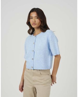 Brave Soul Short Sleeve Jersey Knit Cardigan - Blue