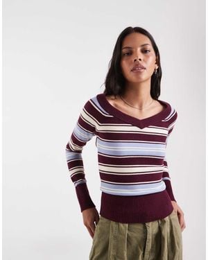 Hollister Knitted Slim Off Shoulder Jumper - Red