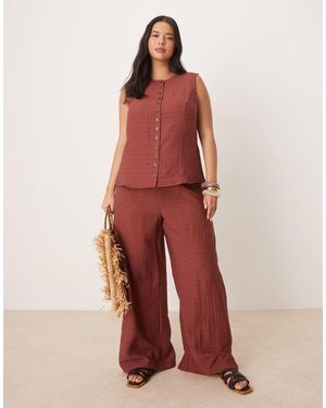 Vila Curve Wide Leg Trouser Co-ord - Red