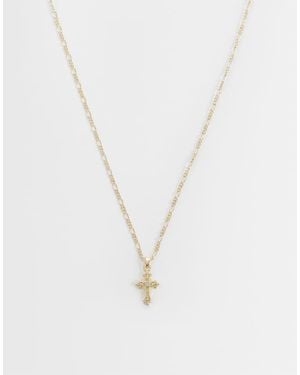 ASOS Cross Pendant Necklace With Crystal Detail - White