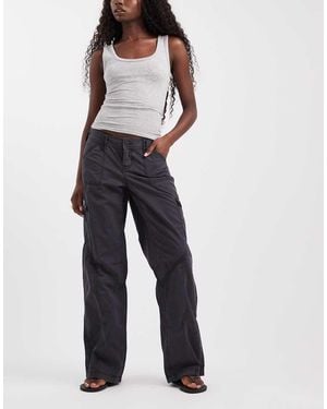 Hollister Pantalones Cargo De Pernera Ancha Y Talle Bajo En Carbón-Azul Marino