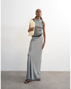TOPSHOP Flood Length Satin Bias Maxi Skirt - White