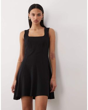 ASOS Square Neck Seam Detail Mini Dress - Black