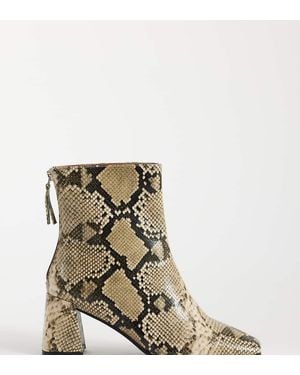 ASOS Wide Fit Rafe Block Heel Ankle Boots - Natural
