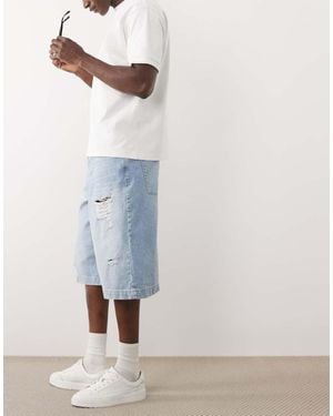 ASOS Longer Length Denim Shorts - Blue