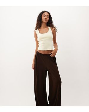 ASOS Asos Design Tall Lounge Mix & Match Rib Wide Leg Bottom - White