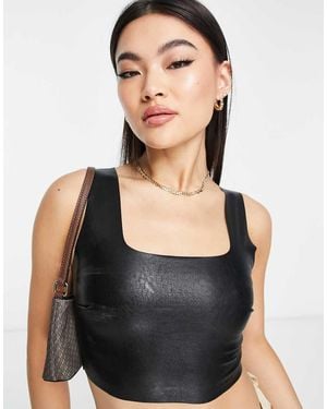 Commando Faux Leather Crop Top - Black