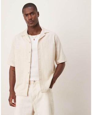 Mango Overhemd Van Wafeljersey Met Textuur En Reverskraag - Naturel