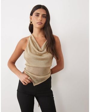 ASOS Top asymétrique en maille métallisée à col bénitier