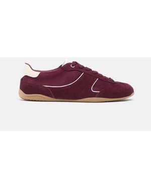 Stradivarius Flat Sole Trainers With Leather Details - Purple