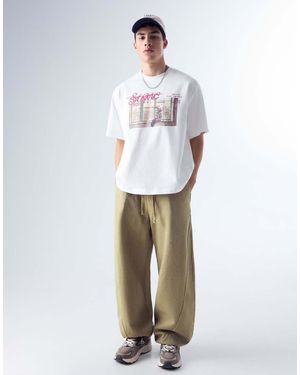 Bershka Interlock Balloon Trousers - White