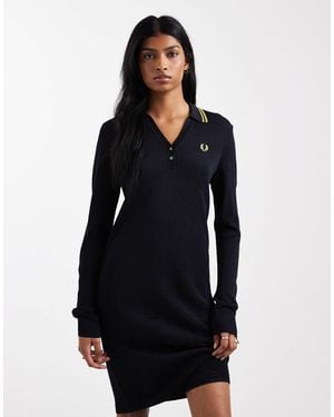 Fred Perry Textured Polo Dress - Black
