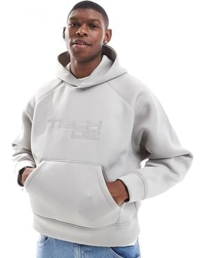 Bershka Boxy Fit Premium Hoodie - Grey