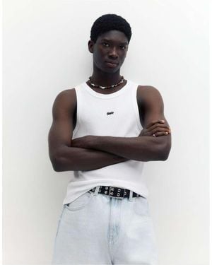 Pull&Bear Stwd Waffle Tank Top - White