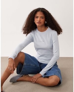 Calvin Klein Monologo Long Sleeve Top - Blue