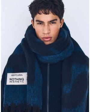 Bershka Maxi Lettering Scarf - Blue