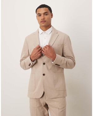 SELECTED Regular-Fit Blazer Van Seersucker - Naturel