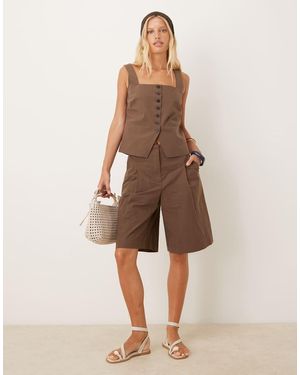 Mango Tailored Square Neck Waistcoat Co-ord - Natural