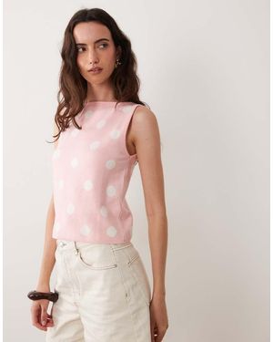 ASOS Gebreide Tanktop Met Polkadotprint - Roze