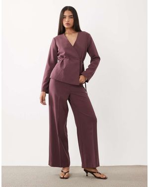 Aware High Waist Wide Leg Tailo Trouser Co-ord - Red