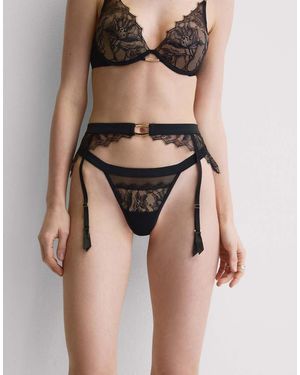 Intimissimi Playful Glamour Lace Suspenders - Black