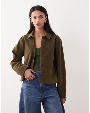 Gina Tricot Faux Suede Short Jacket - Green
