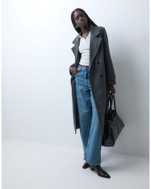 Vero Moda Dubbelrijige Nette Maxi-Jas - Blauw