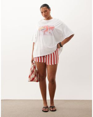 ASOS Asos design curve oversize-t-shirt mit tropischem cocktail-print - Weiß