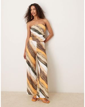 ASOS Co-ord Wide Leg Crinkle Trouser - Natural