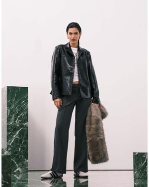 Weekday Wide Leg Pleated Pants - Black