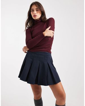 Miss Selfridge Femme Pleated Mini Skirt - Blue