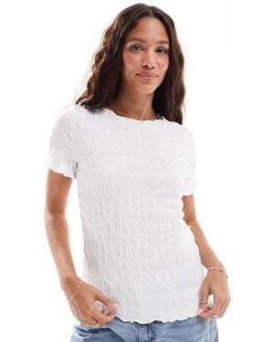 Vero Moda Textured Short Sleeve T-shirt - White