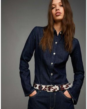 Bershka Riem Met Leereffect - Blauw