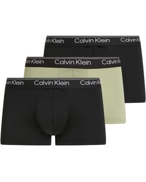 Calvin Klein Microfibre Stretch 3 Pack Low Rise Trunks - Black