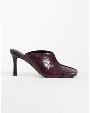 ASOS Perla Square Toe High Heeled Mules - Brown