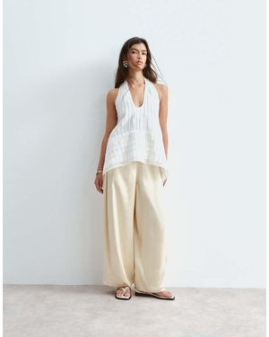 ARRANGE Satin Wide Leg Trouser - Natural