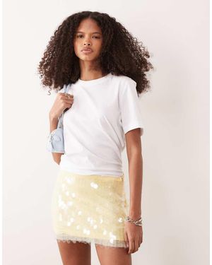 SNDY'S Minigonna Gialla Con Paillettes A Disco - Neutro