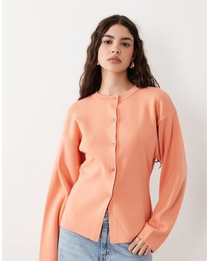 ASOS Knitted Structured Crew Neck Cardigan - Orange