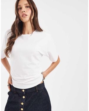Pieces T-Shirt Met Aangerimpelde Taille - Wit