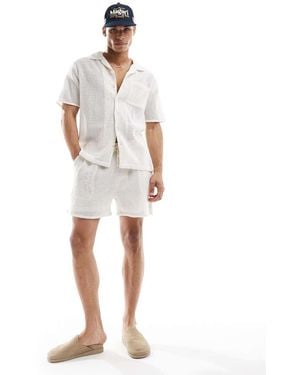 New Look Open Weave Shorts Co-Ord - White