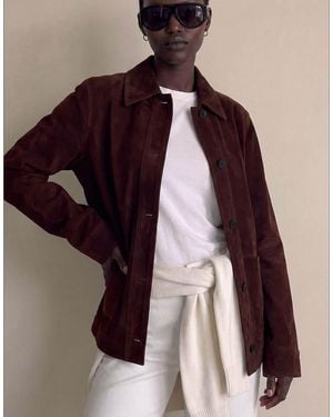 NA-KD Pocket Detail Faux Suede Jacket - Red