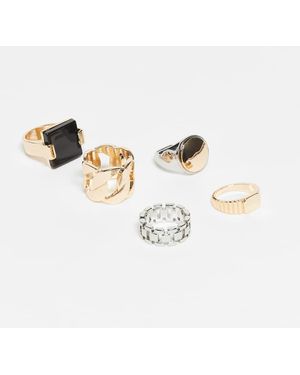 ASOS Confezione Da 5 Anelli Spessi Stile Vintage - Bianco